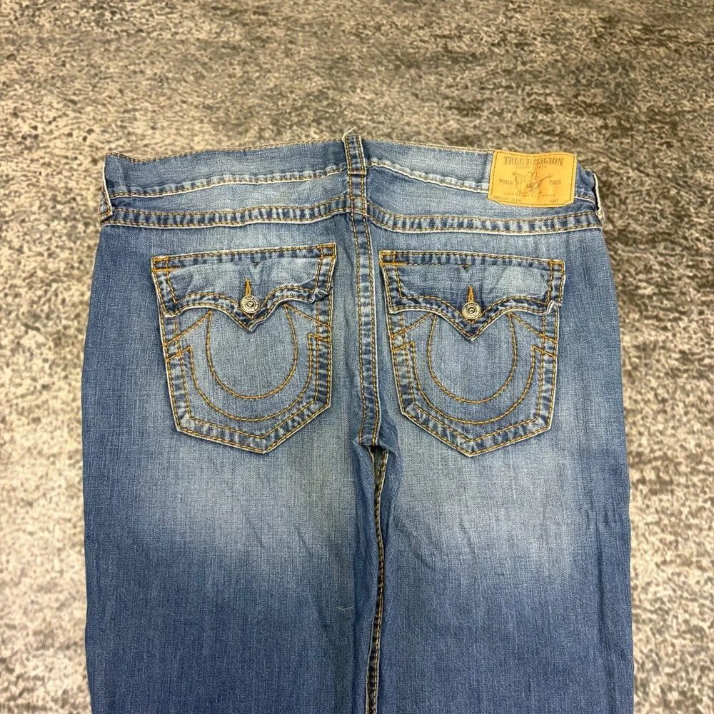 True Religion Jeans Mens 42x29 Blue World Tour Section Slim Stitched Flap Pocket